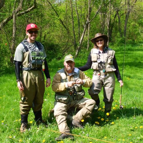 My wife, son and I sitting in a field on the Yellow Breeches in Pennsylvania