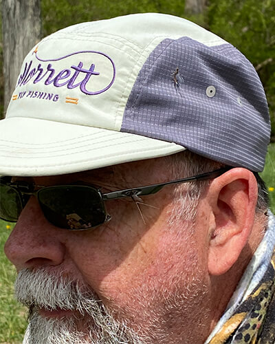 Hendrickson fly attached to a Morrett Fly Fishing hat.